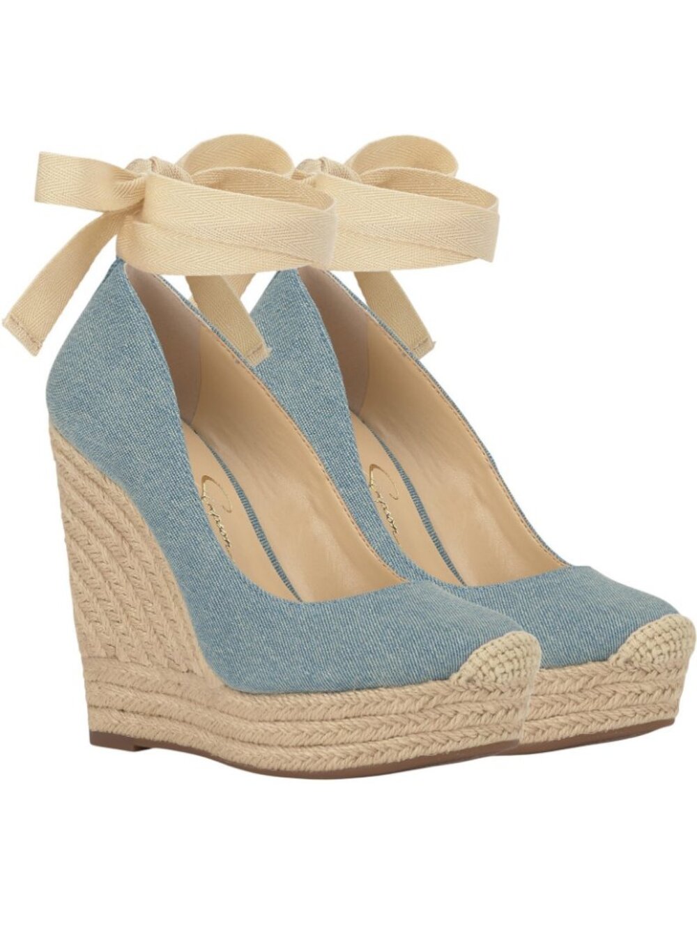 Jessica Simpson Zexie Espadrille Wedge Ankle Wrap Sandals Medium Blue Denim 7M - Picture 16 of 16